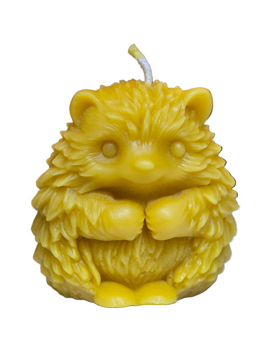 Pure beeswax hedgehog candle with detailed spines