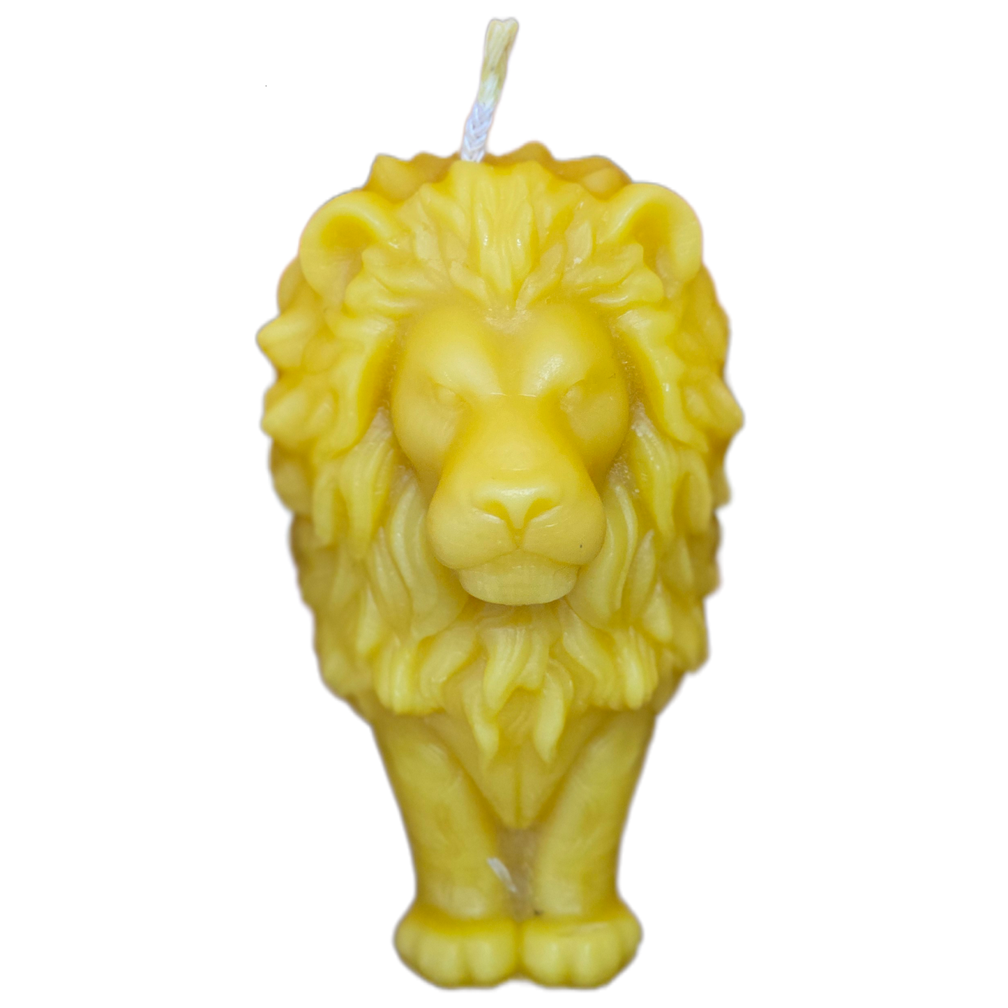 Handcrafted lion-shaped beeswax candle made from 100% pure beeswax.
