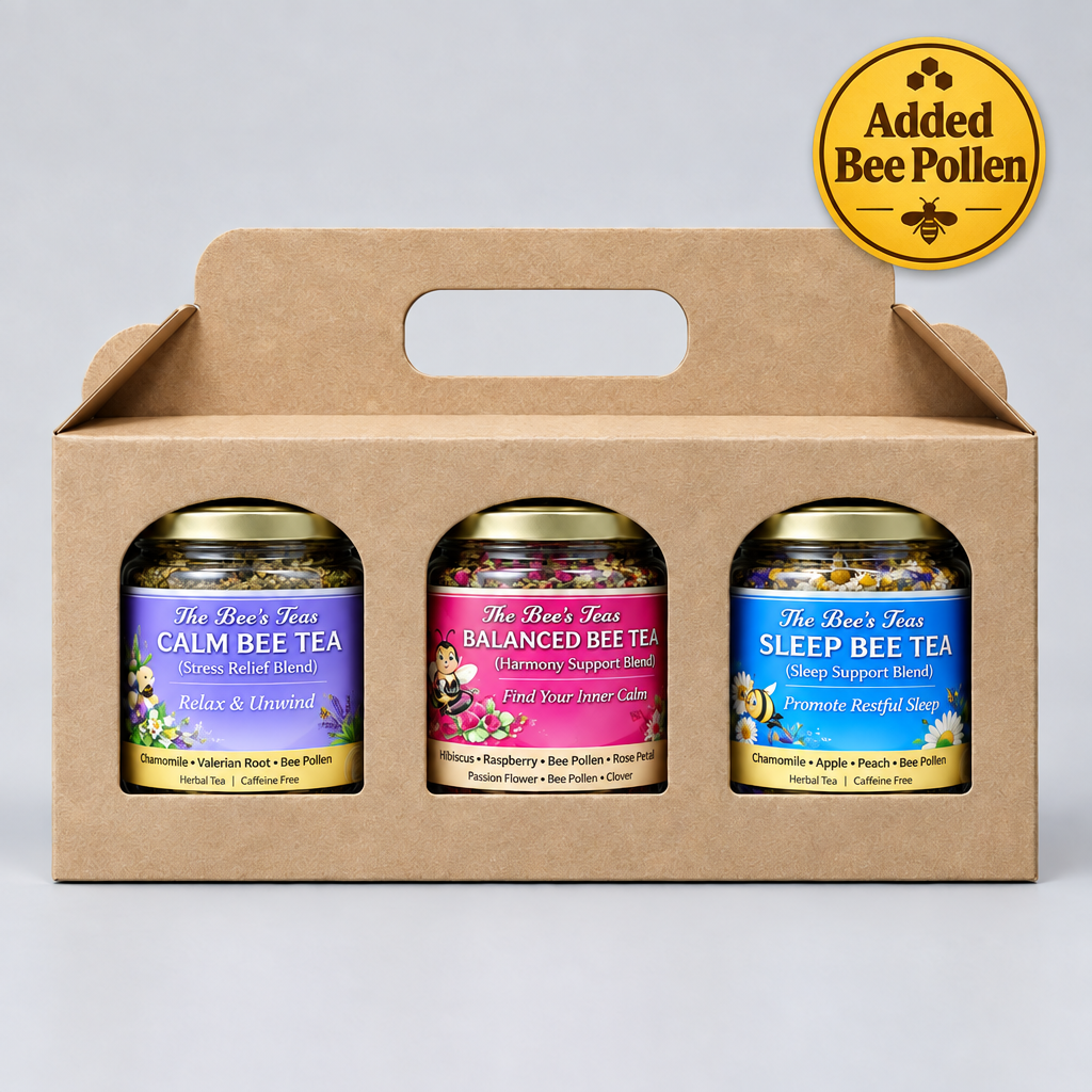 The Bee’s Teas Herbal Tea Trio Gift Set – Sleepy Bee, Calm Bee & Balanced Bee